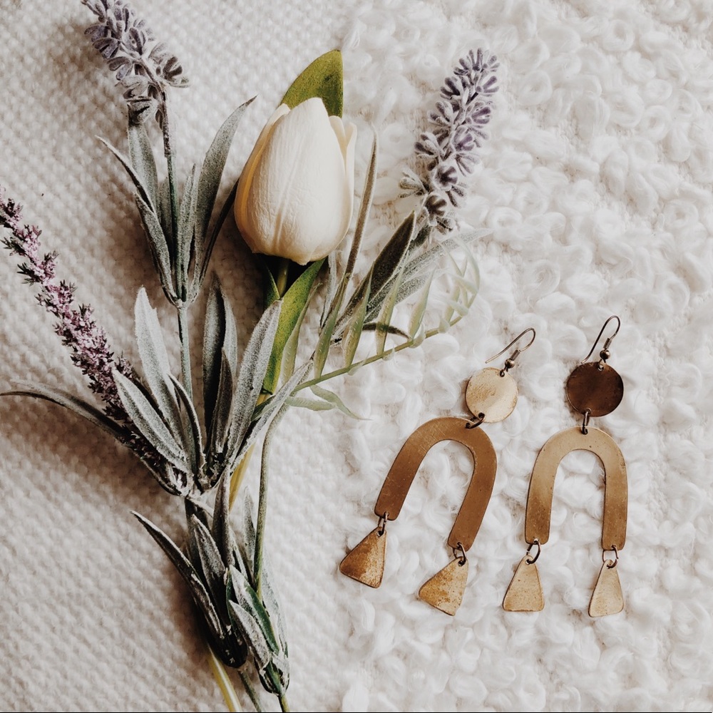Gold chandelier Earrings.